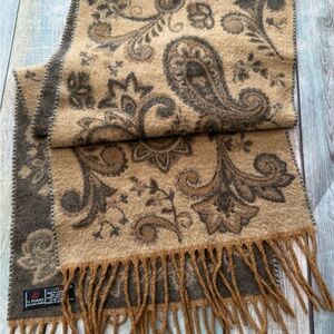 Vintage V.Fraas Cashmink Scarf with Paisley Design in Brown and Tan